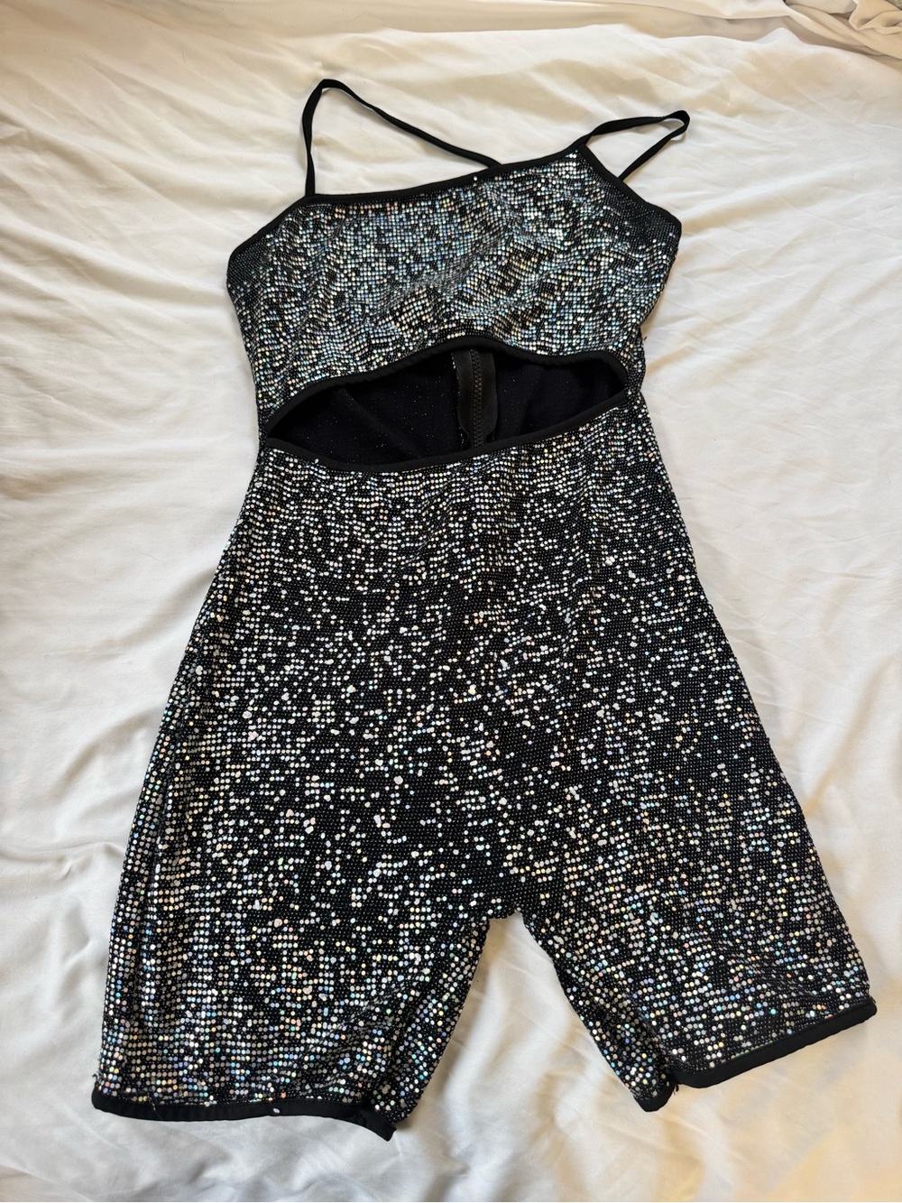 Black Sequin Cutout Romper